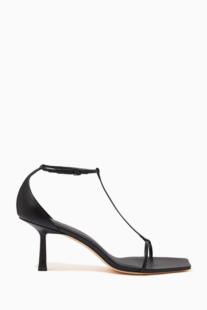 T-Bar 75 Sandals in Leather, Black