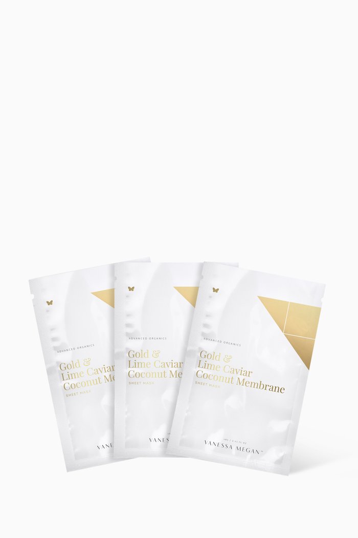 

Gold & Lime Caviar Coconut Membrane Sheet Masks, Pack of 3, Multicolour
