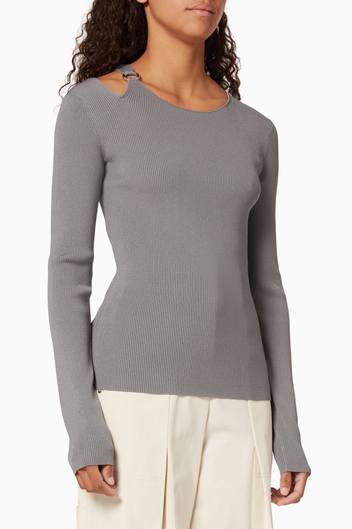 Ring Long Sleeve Top, Grey