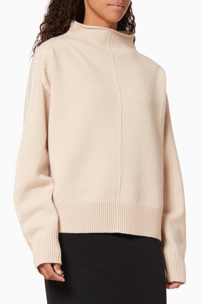Stitch Mock Neck Top, Neutral