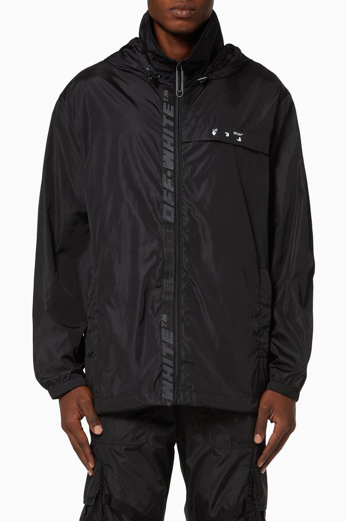 

Logo Band Nylon Windbreaker Jacket, Black