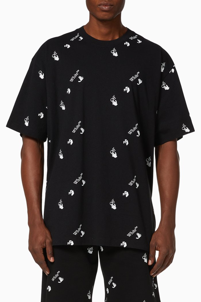 

Allover Big Logo Oversized Cotton T-Shirt, Black