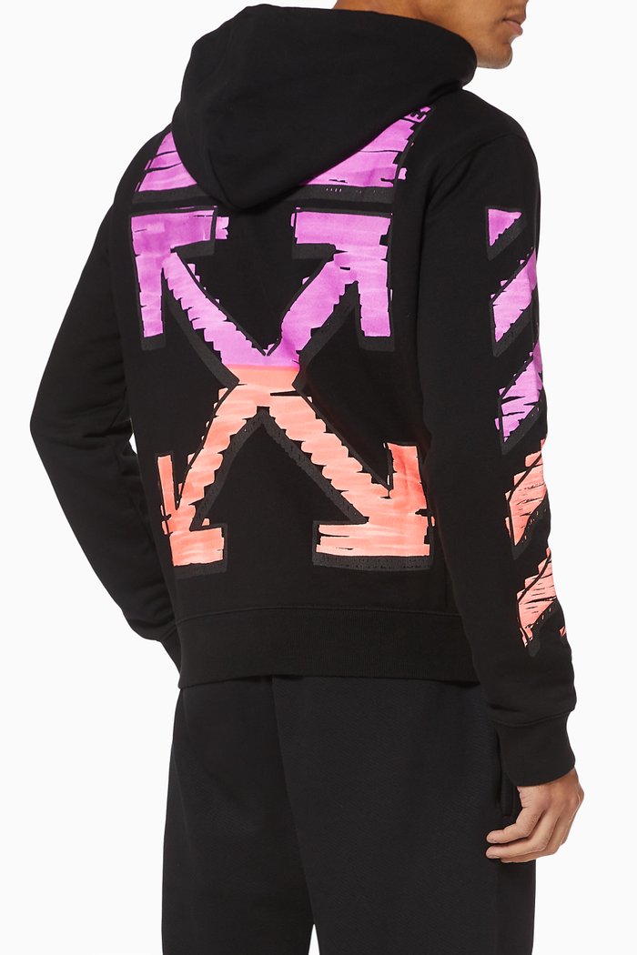 Marker Arrows Slim Cotton Hoodie, Black
