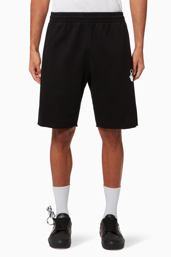 

Marker Diagonal Cotton Sweatshorts, Black