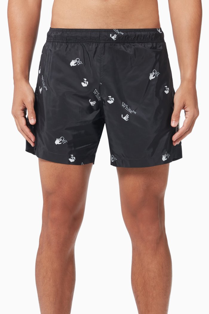 

Allover Big Logo Swim Shorts in Nylon, Black