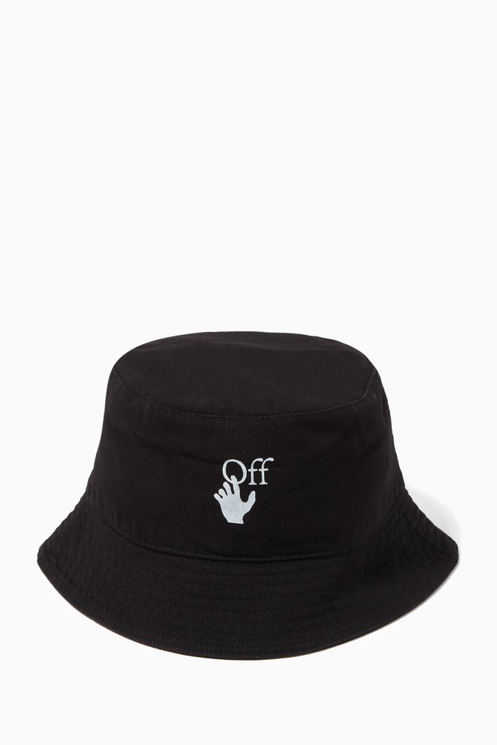 

Hand Logo Bucket Hat in Cotton, Black