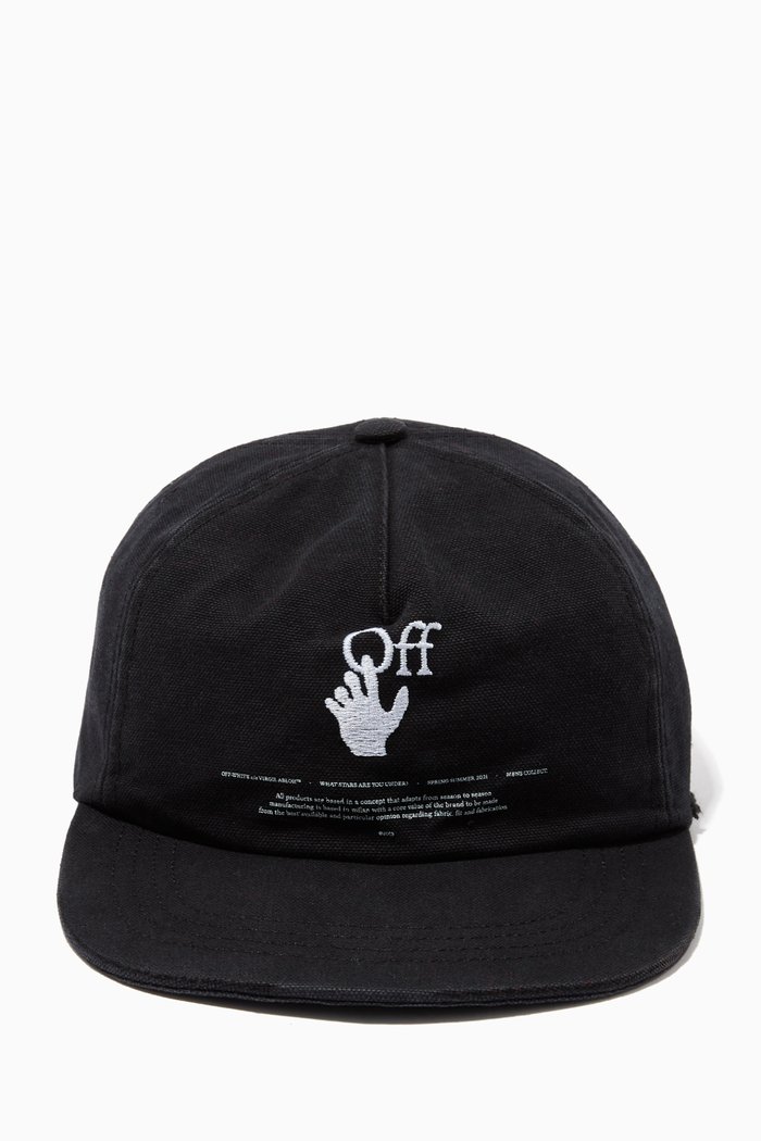 

Hand Logo Baseball Cap in Cotton, Black