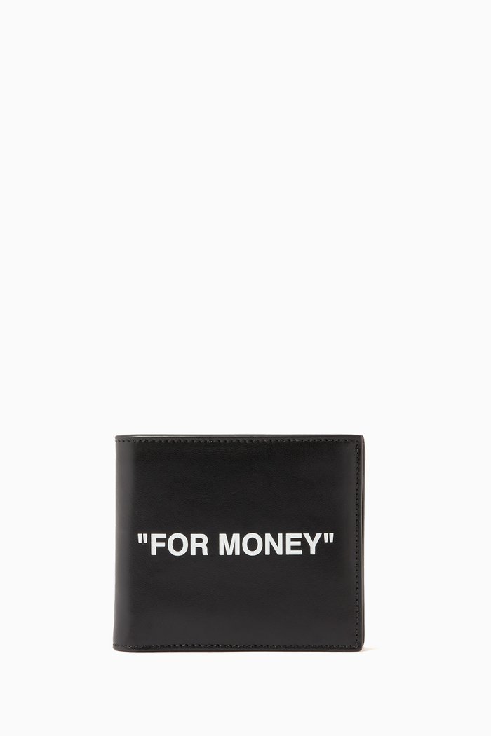 

"FOR MONEY" Bi-Fold Wallet in Leather, Black