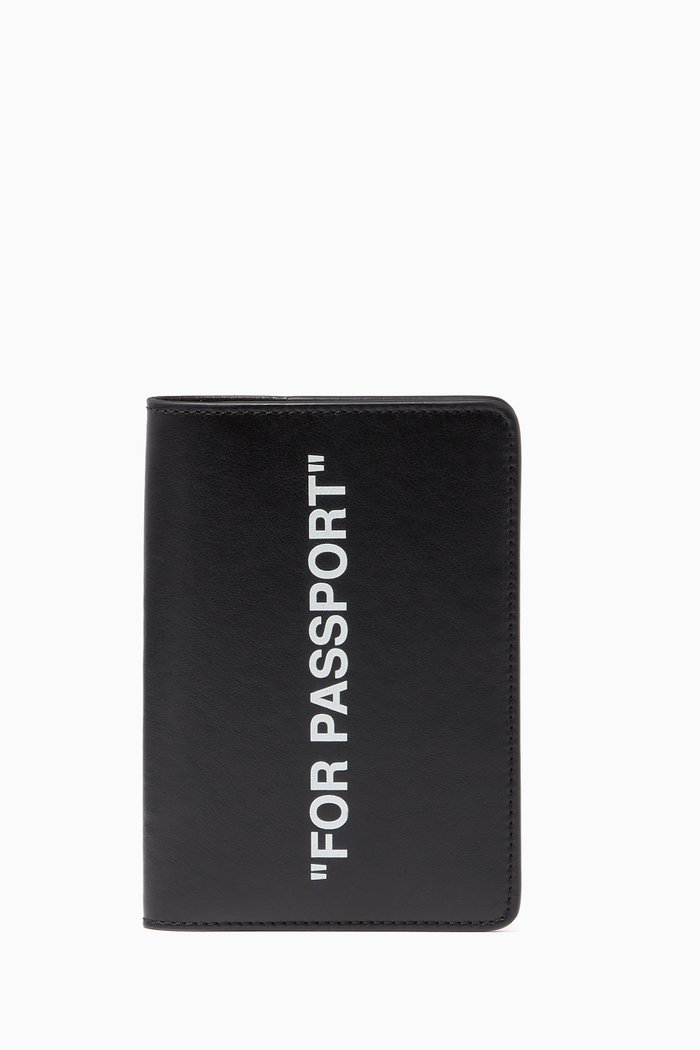 "FOR PASSPORT" Passport Holder in Leather, Black