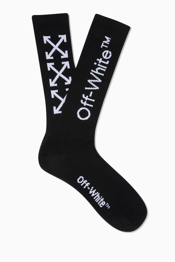

Arrows Mid Length Socks in Cotton, Black