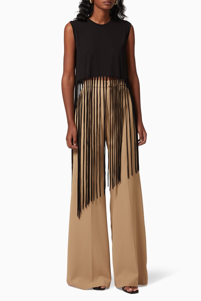 

Caracas Fringed T-shirt in Jersey, Black