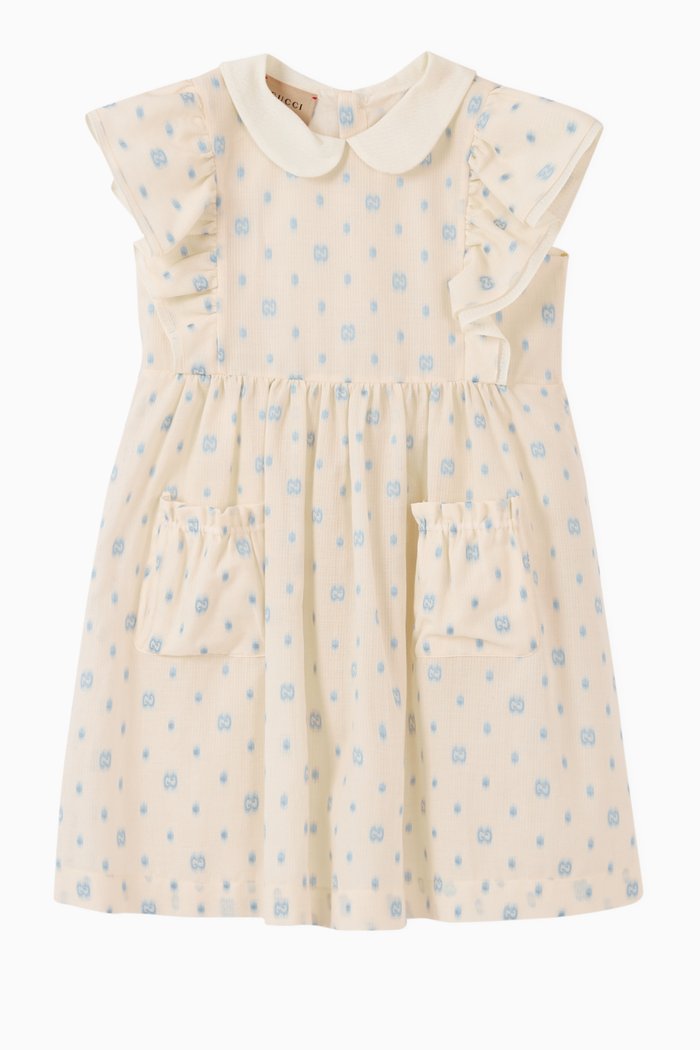 

GG Dots Cotton Dress, White