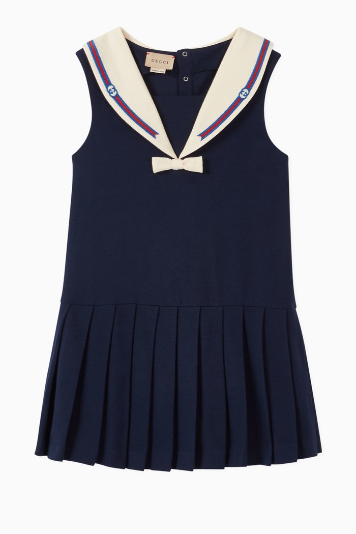 

Web & Interlocking G Dress in Cotton, Blue