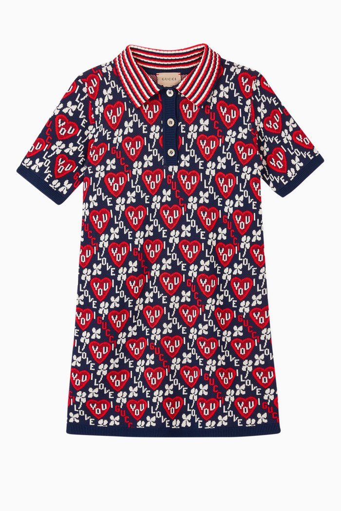 

"Gucci I Love You" Fine Viscose Dress, Multicolour