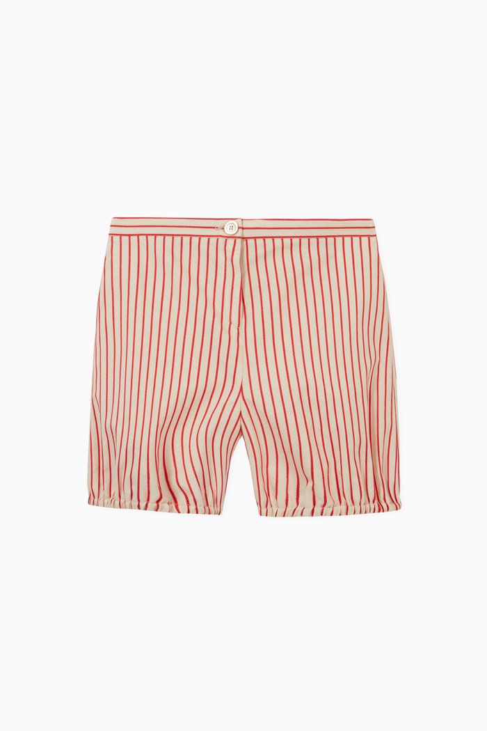 

Striped Mushroom Shorts in Cotton, Red