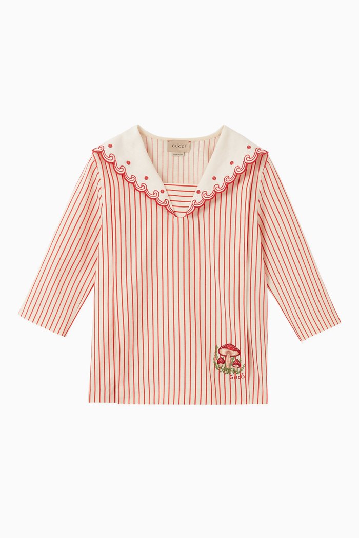 

Striped Gucci Mushrooms Top in Cotton, Red