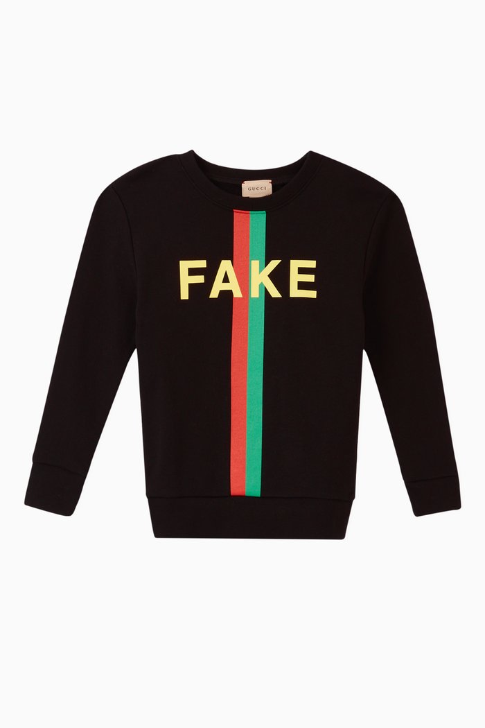 

'Fake/Not' Print Sweatshirt, Black