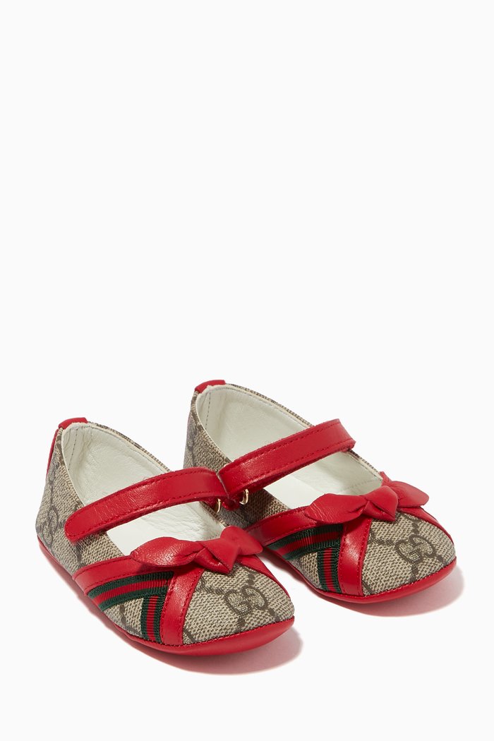 

GG Bow Ballet Flats in Canvas, Neutral