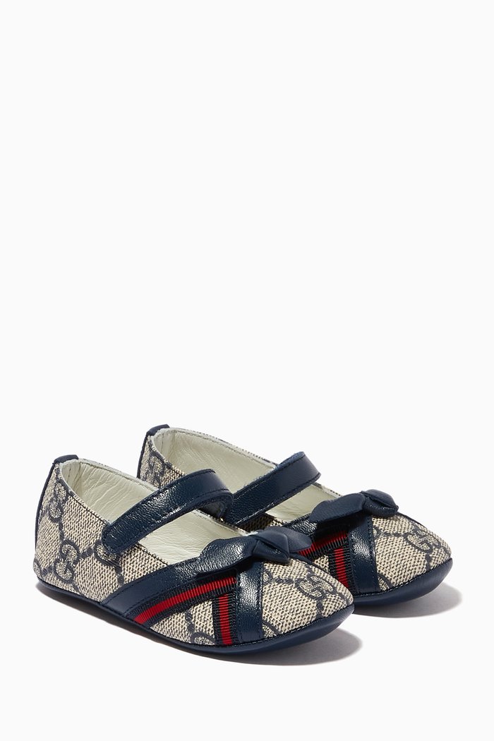 

GG Bow Ballet Flats in Canvas, Blue