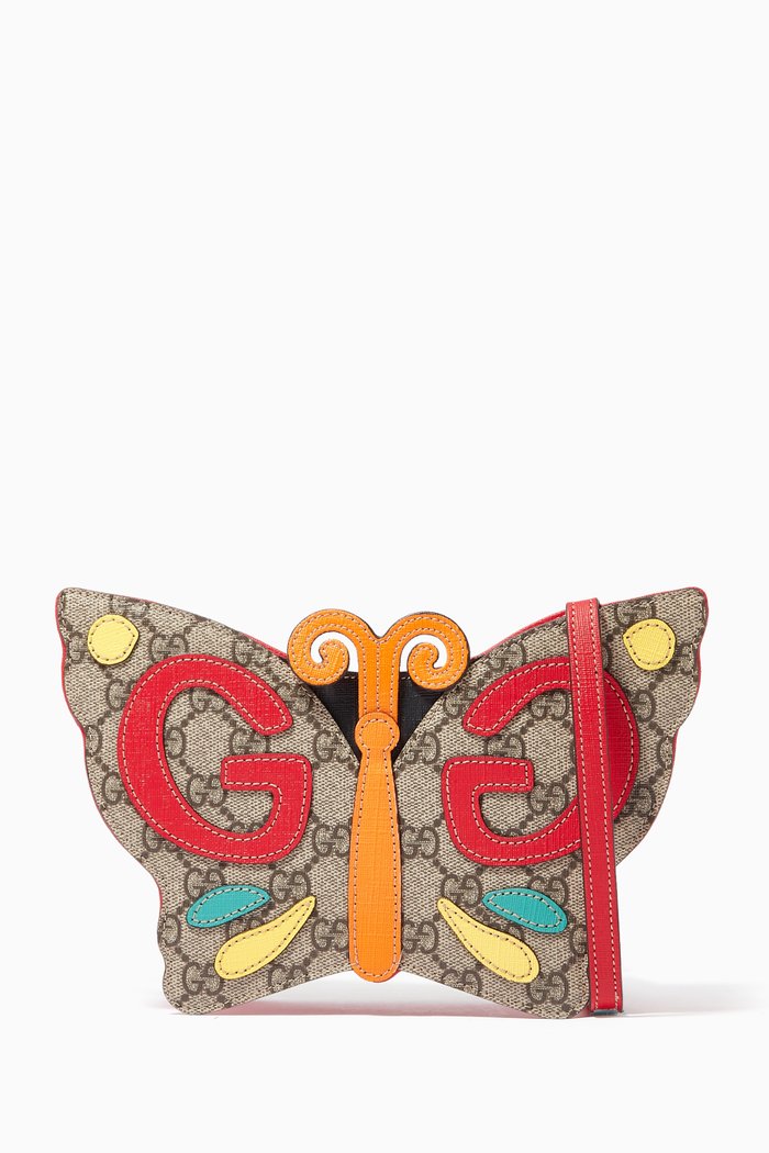 

GG Butterfly Handbag in Canvas, Multicolour