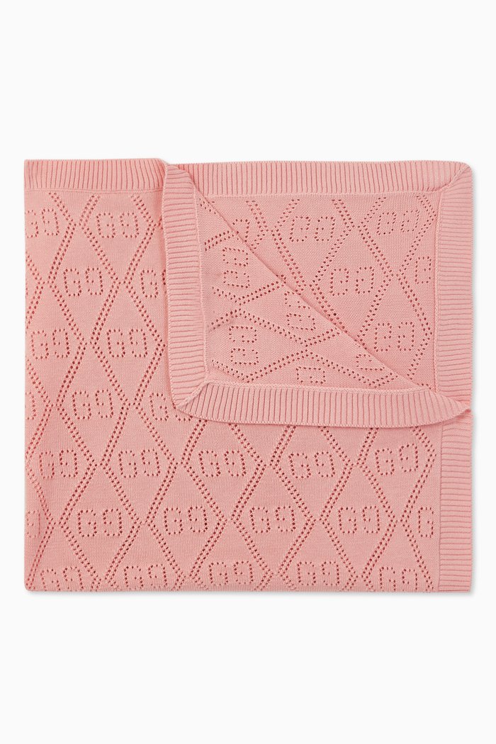 

GG Knit Blanket in Cotton, Pink