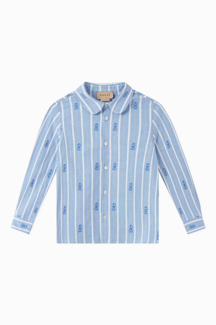 

Baby Anchor & Interlocking G Fil Coupé Shirt, Blue