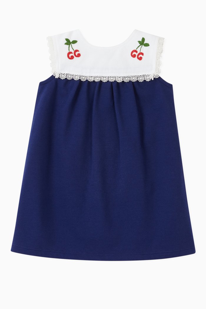 

GG Cherries Dress in Cotton Jersey, Blue