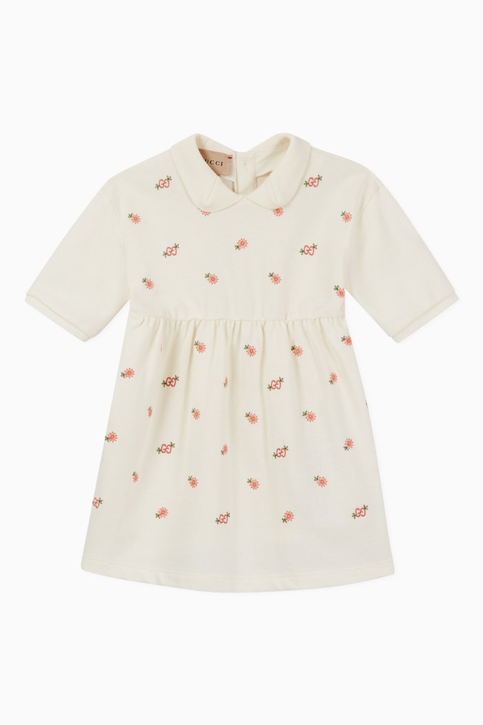 

Double G Floral Dress in Cotton, Neutral