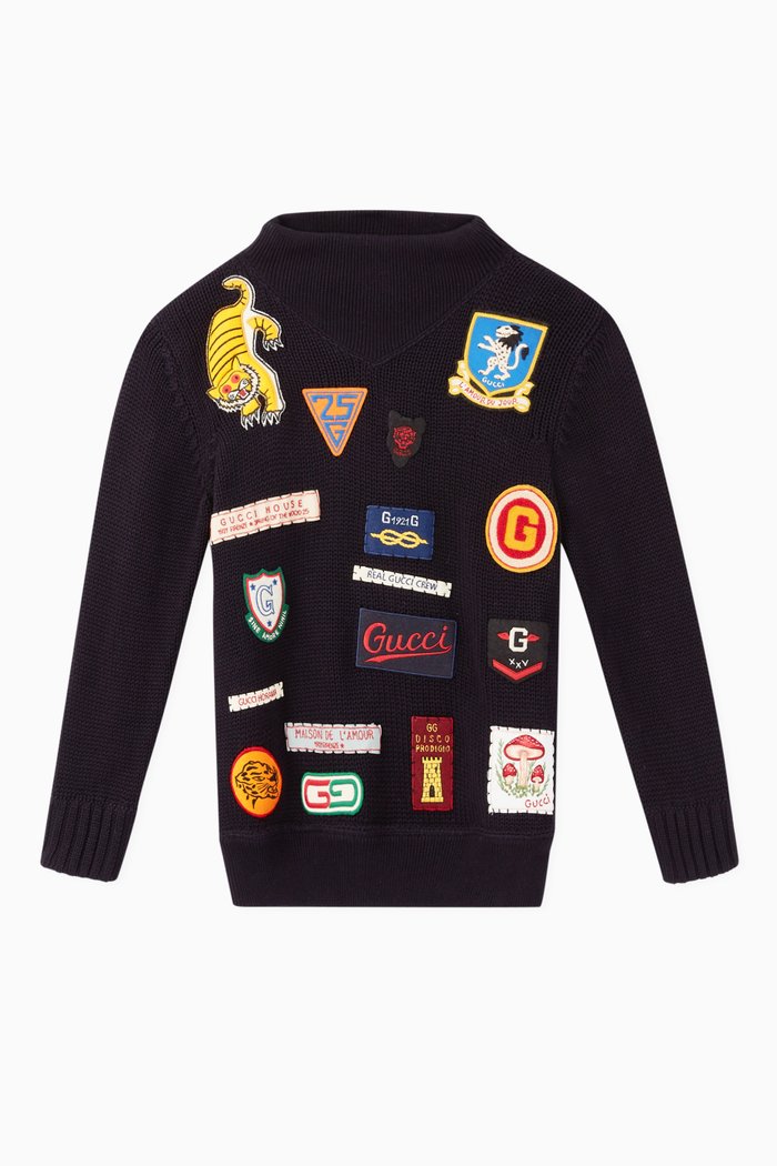 

Embroidered Wool Sweater, Blue