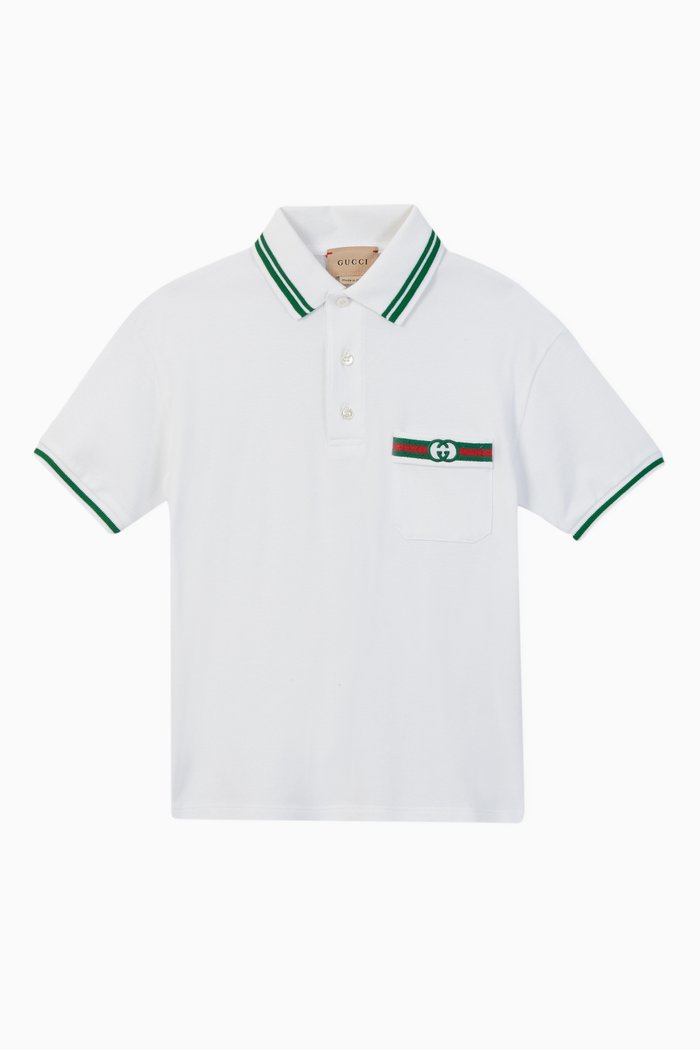 

Interlocking G Cotton Polo T-Shirt, White
