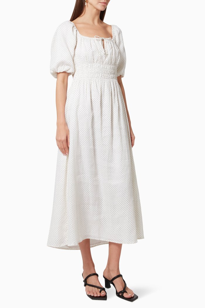 Maurelle Linen Midi Dress, White