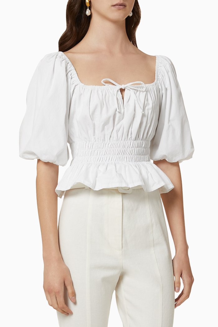 

Venetia Poplin Top, White