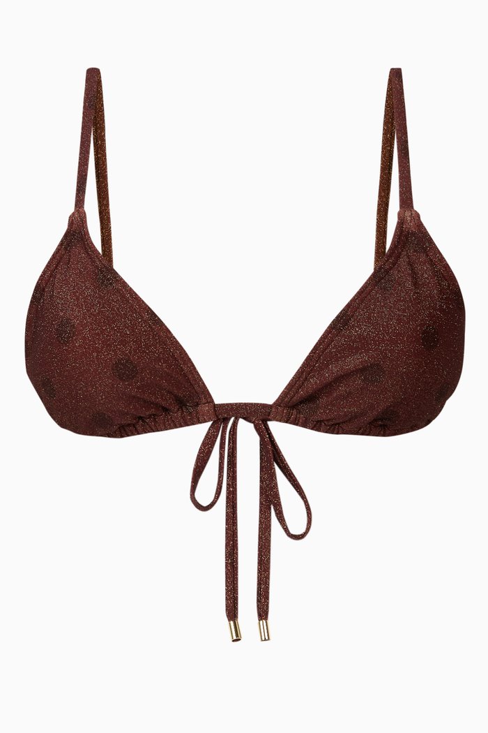 

Raisin String Tri Bikini Top, Brown