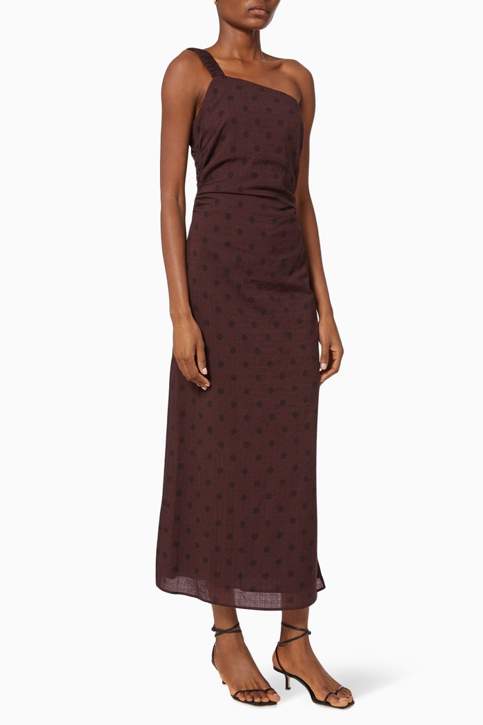 

Raisin One Shoulder Midi Dress, Brown