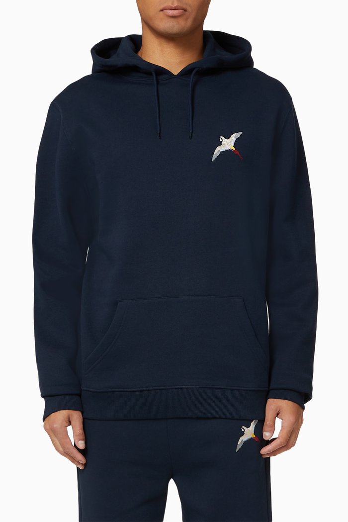 

Single Bee Bird Hoodie in Organic Cotton, Blue