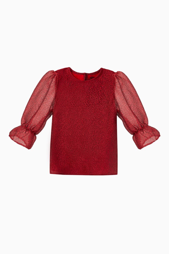 

Frill Textured Blouse, Red