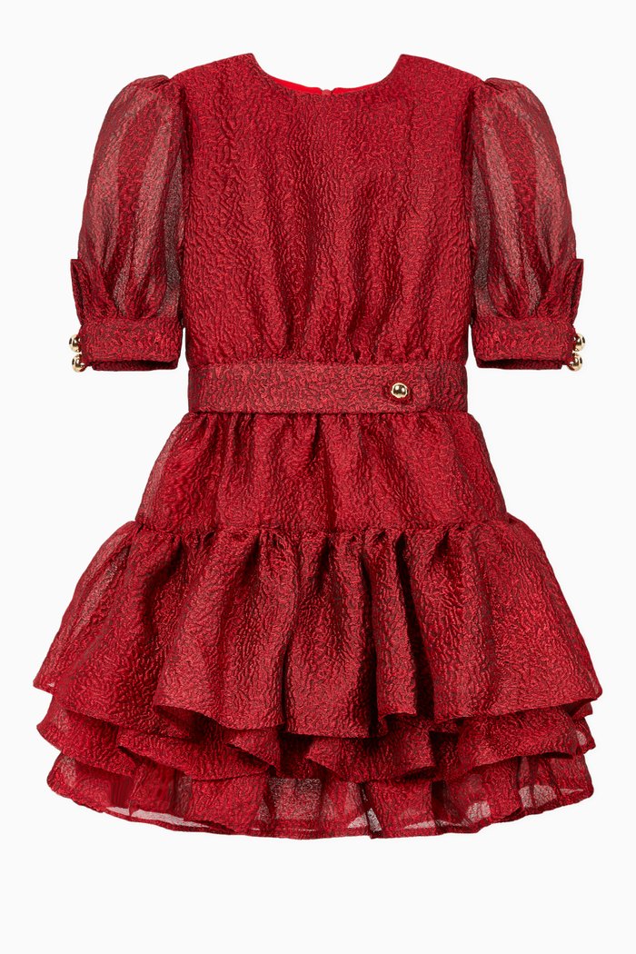 

Frill Textured Dress, Red