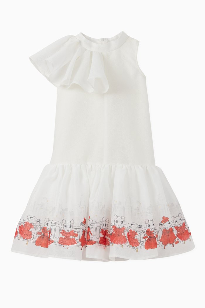 

Claris the Mouse Printed Frill Dress, White