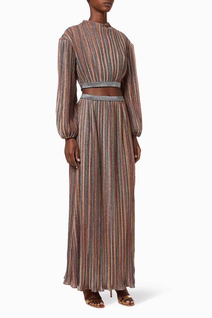 

Brielle Lurex Skirt & Blouse Set, Multicolour