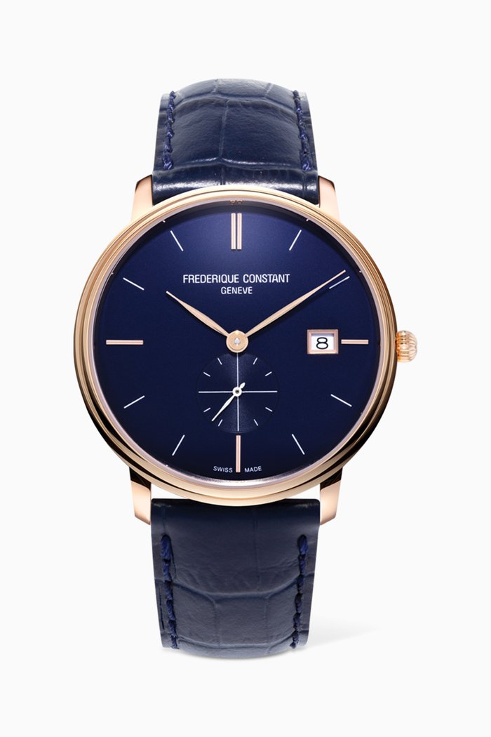 

Slimline Leather Quartz Watch, Blue