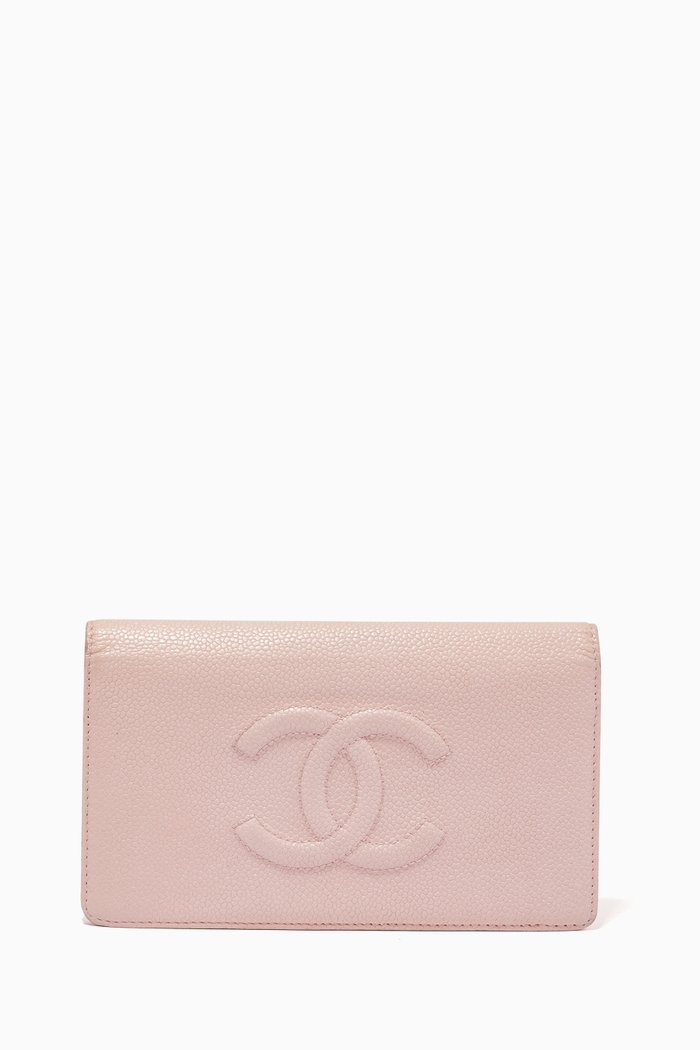 

CC Long Wallet in Caviar Leather, Pink