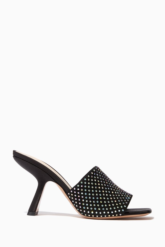 

Alba 90 Crystal Mules in Suede, Black