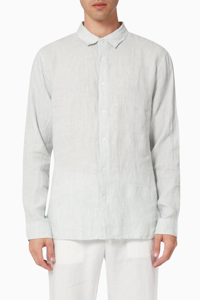 

Long Sleeve Shirt in Linen, Green