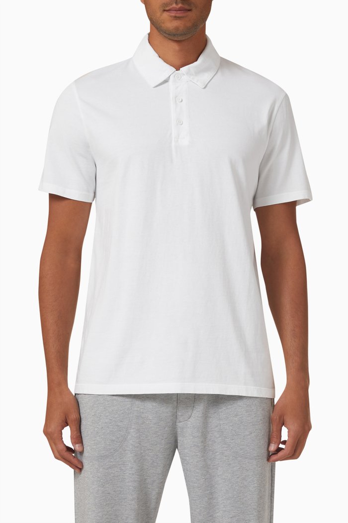 

Garment-dyed Polo Shirt in Cotton, White