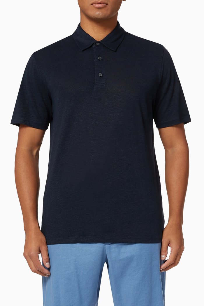 

Polo Shirt in Linen, Blue