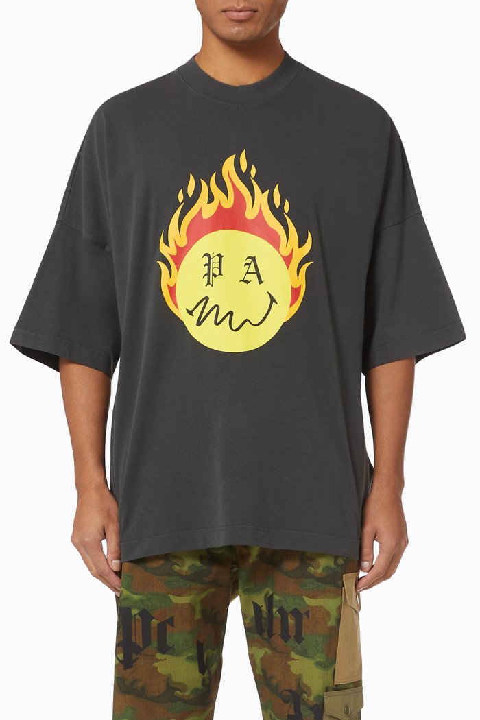 

Burning Head Oversized Cotton T-Shirt, Black