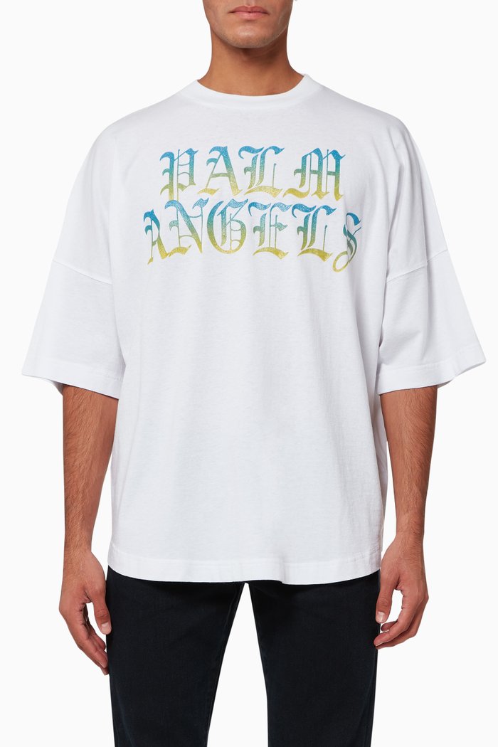 

Gothic Logo Oversized Cotton T-Shirt, White