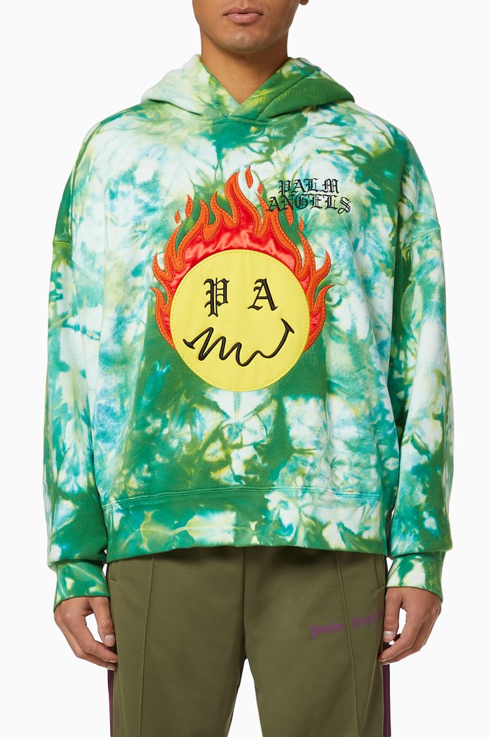 

Burning Head Tie-Dye Cotton Hoodie, Green