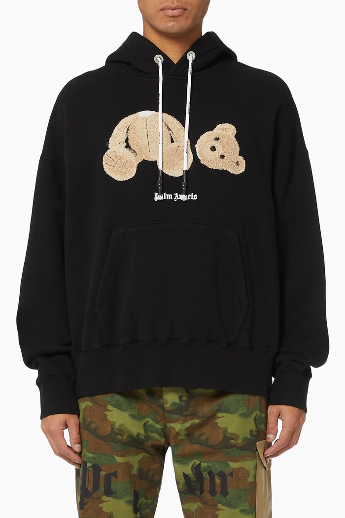 Bear Cotton Hoodie, Black