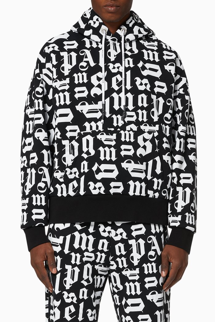 

Broken Monogram Cotton Hoodie, Black
